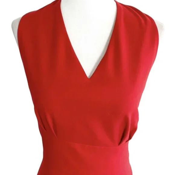 Calvin Klein Sleeveless V-Neck Amaranth Red Fit & Flare Woven Dress Size 10 - Picture 3 of 7